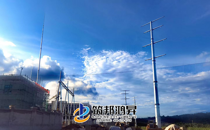 云南曲靖廣儲電力鐵塔，鋼管桿塔